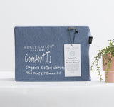 Renee Taylor Comfort Organic Fitted Sheet & Pillowcase -  King Ink