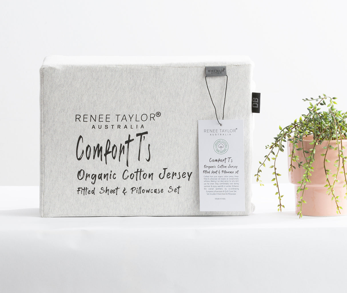 Renee Taylor Comfort Organic Fitted Sheet & Pillowcase -  Single Ecru