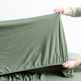 Renee Taylor Comfort Organic Fitted Sheet & Pillowcase -  Double Olive