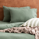 Renee Taylor Comfort Organic Fitted Sheet & Pillowcase -  King Single Olive