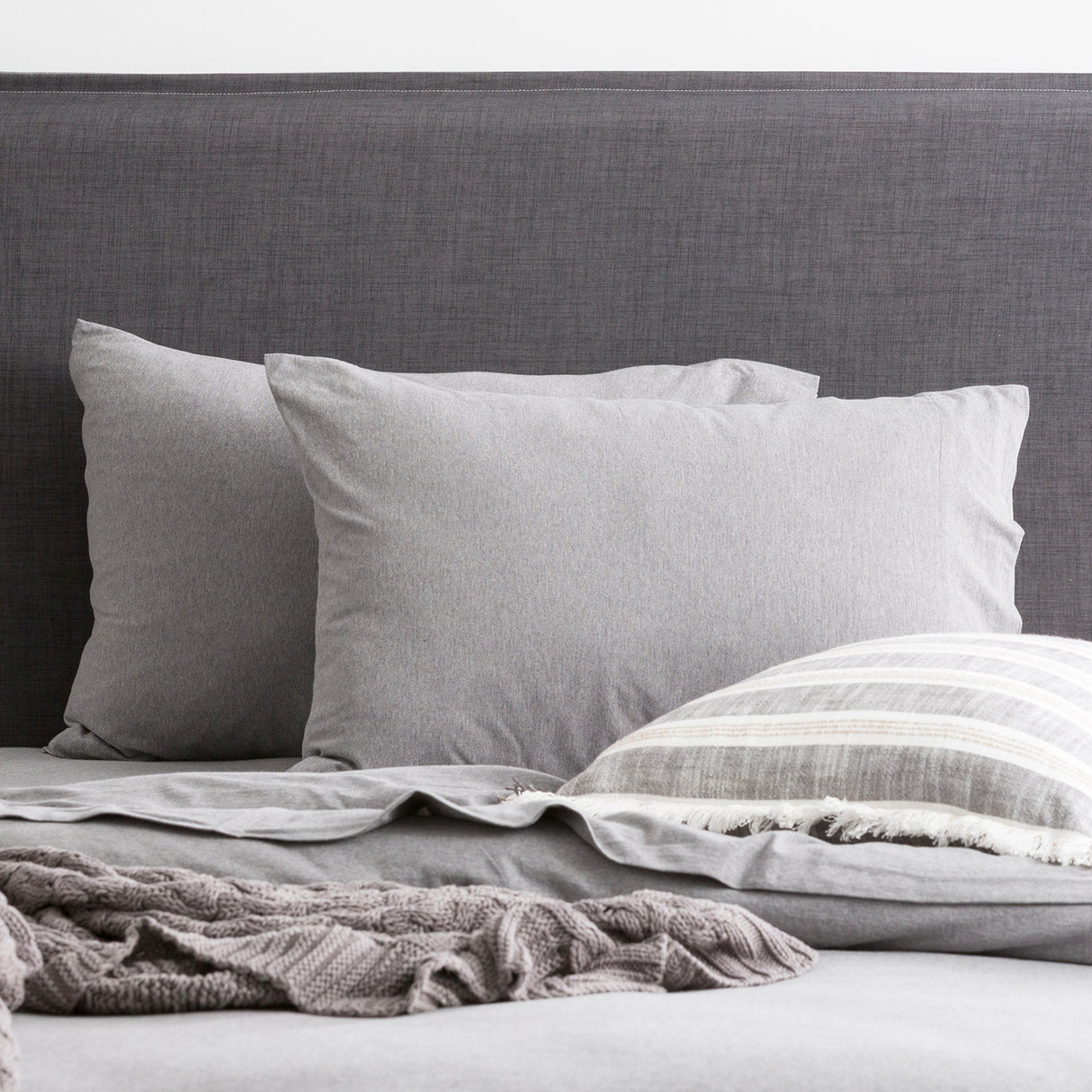 Renee Taylor Comfort Organic Fitted Sheet & Pillowcase -  King Charcoal
