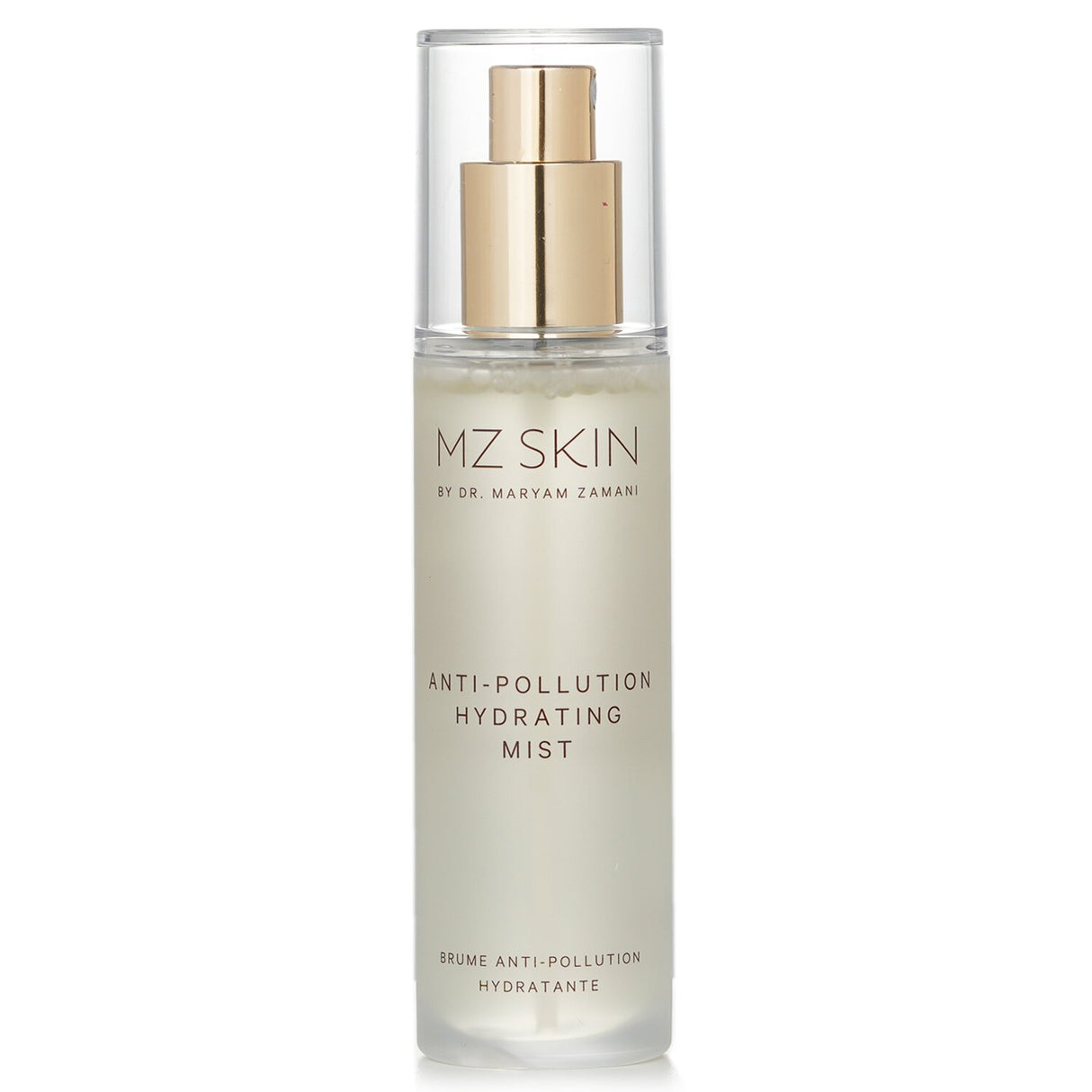 MZ Skin Anti Pollution Hydrating Mist in 75ml bottle, revitalizes skin, protects from pollutants, and deeply hydrates.