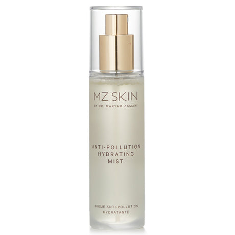 MZ Skin Anti Pollution Hydrating Mist in 75ml bottle, revitalizes skin, protects from pollutants, and deeply hydrates.
