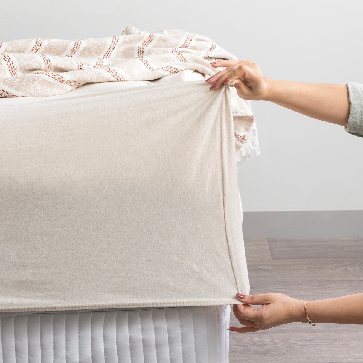 Renee Taylor Comfort Organic Fitted Sheet & Pillowcase -  Long Single Oatmeal
