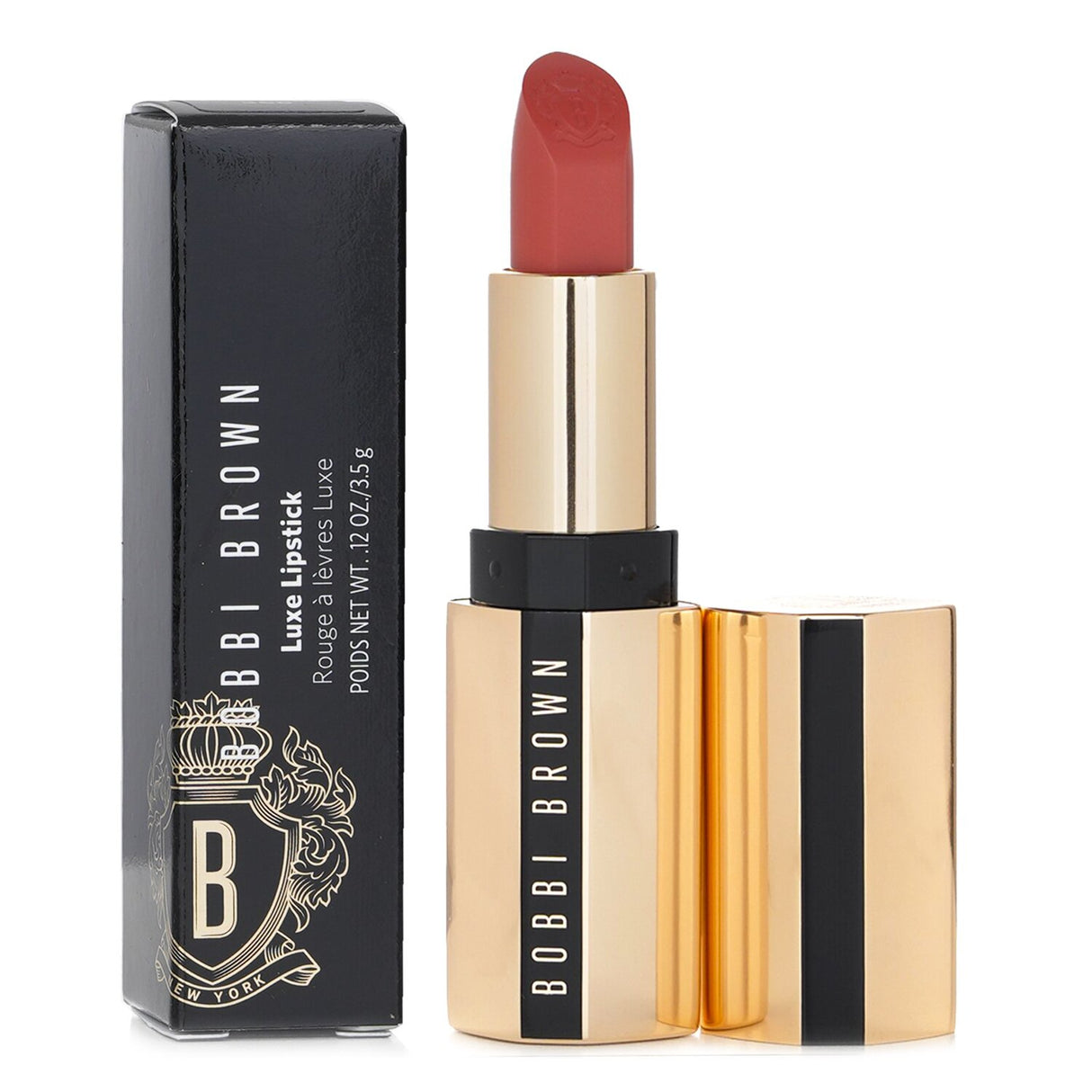 Bobbi Brown Luxe Lipstick #308 Pink Nude in rich satin finish, providing high-coverage color and all-day hydration.