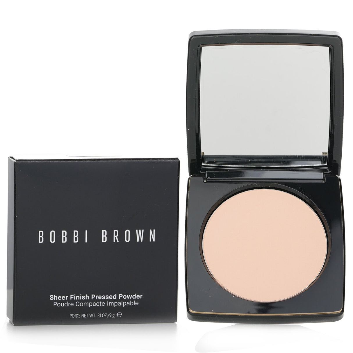 Bobbi Brown Sheer Finish Pressed Powder #Sunny Beige in a sleek compact for a natural, flawless complexion and easy touch-ups.