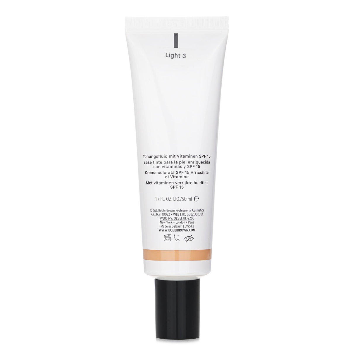 Bobbi Brown Vitamin Enriched Skin Tint SPF15 in #Light 3: lightweight tinted moisturizer with vitamins for natural coverage and sun protection.