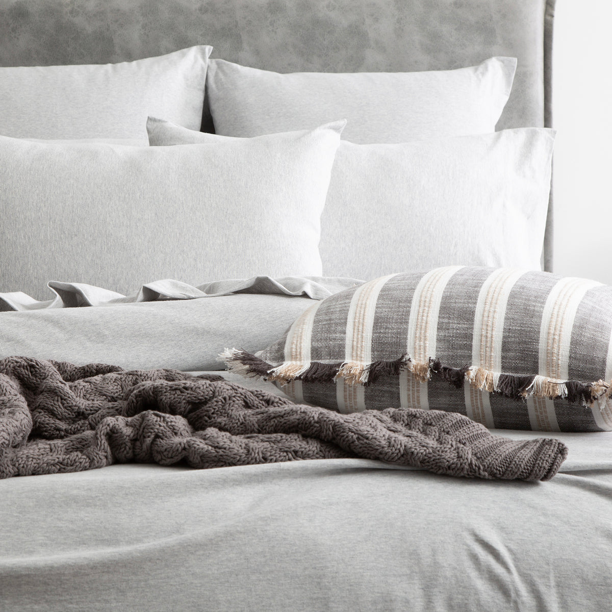 Renee Taylor Comfort Organic Cotton Quilt Cover Set Double Grey Marle