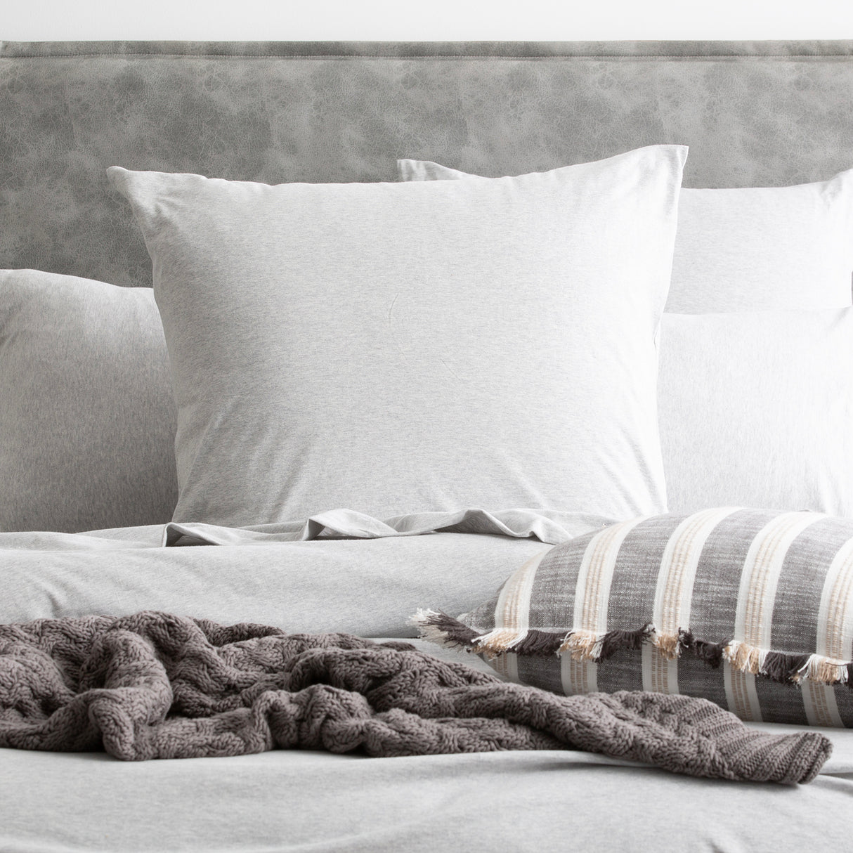 Renee Taylor Comfort Organic Cotton Quilt Cover Set Queen Grey Marle