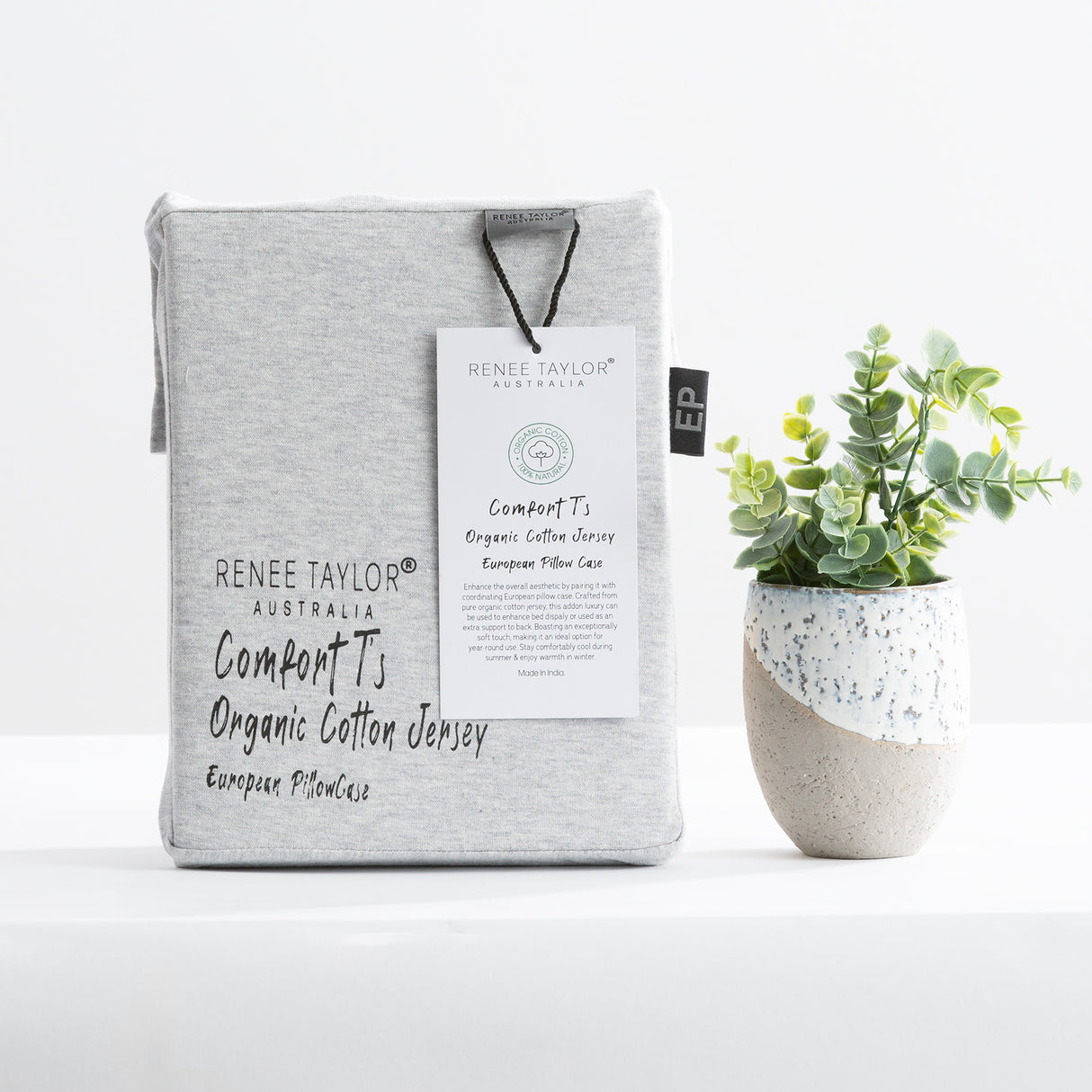 Renee Taylor Comfort Organic Cotton Quilt Cover Set Queen Grey Marle