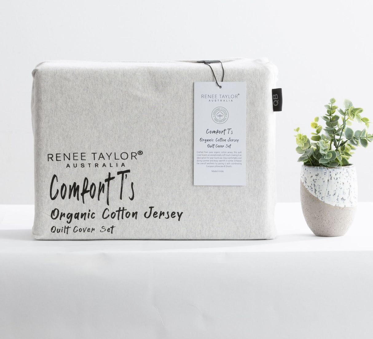 Renee Taylor Comfort Organic Cotton Quilt Cover Set Super King Ecru