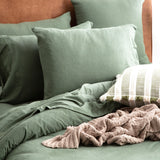 Renee Taylor Comfort Organic Cotton Quilt Cover Set Queen Olive