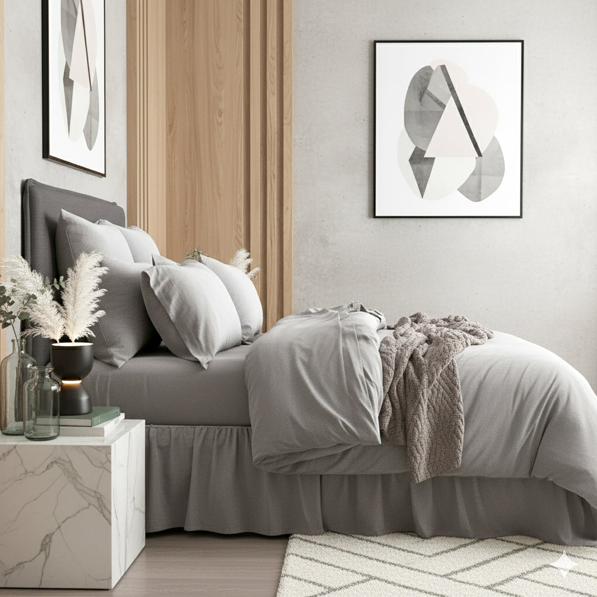 Renee Taylor Comfort Organic Cotton Quilt Cover Set Super King Charcoal