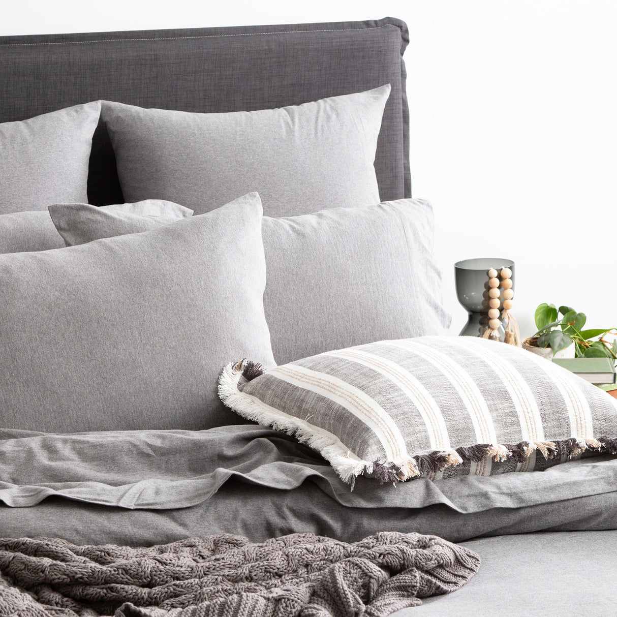 Renee Taylor Comfort Organic Cotton Quilt Cover Set Super King Charcoal