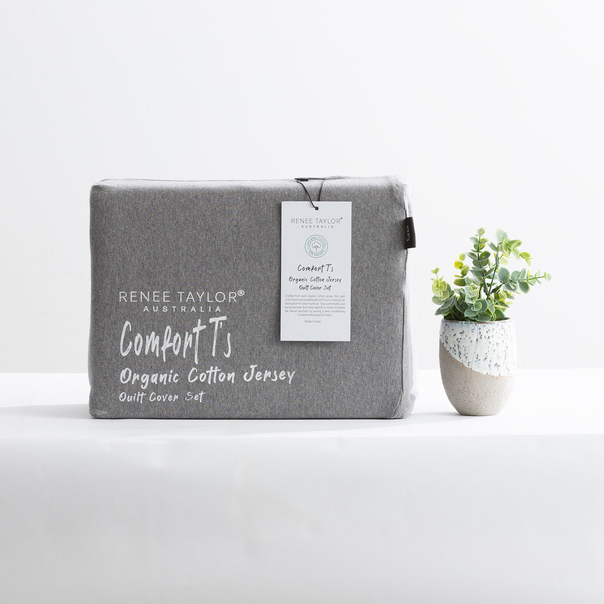 Renee Taylor Comfort Organic Cotton Quilt Cover Set Double Charcoal