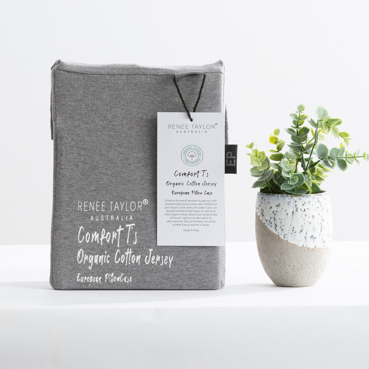 Renee Taylor Comfort Organic Cotton Quilt Cover Set King Charcoal