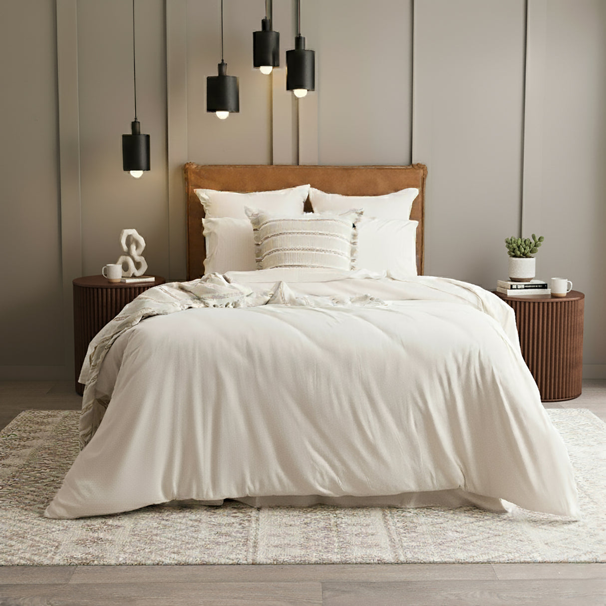 Renee Taylor Comfort Organic Cotton Quilt Cover Set Queen Oatmeal
