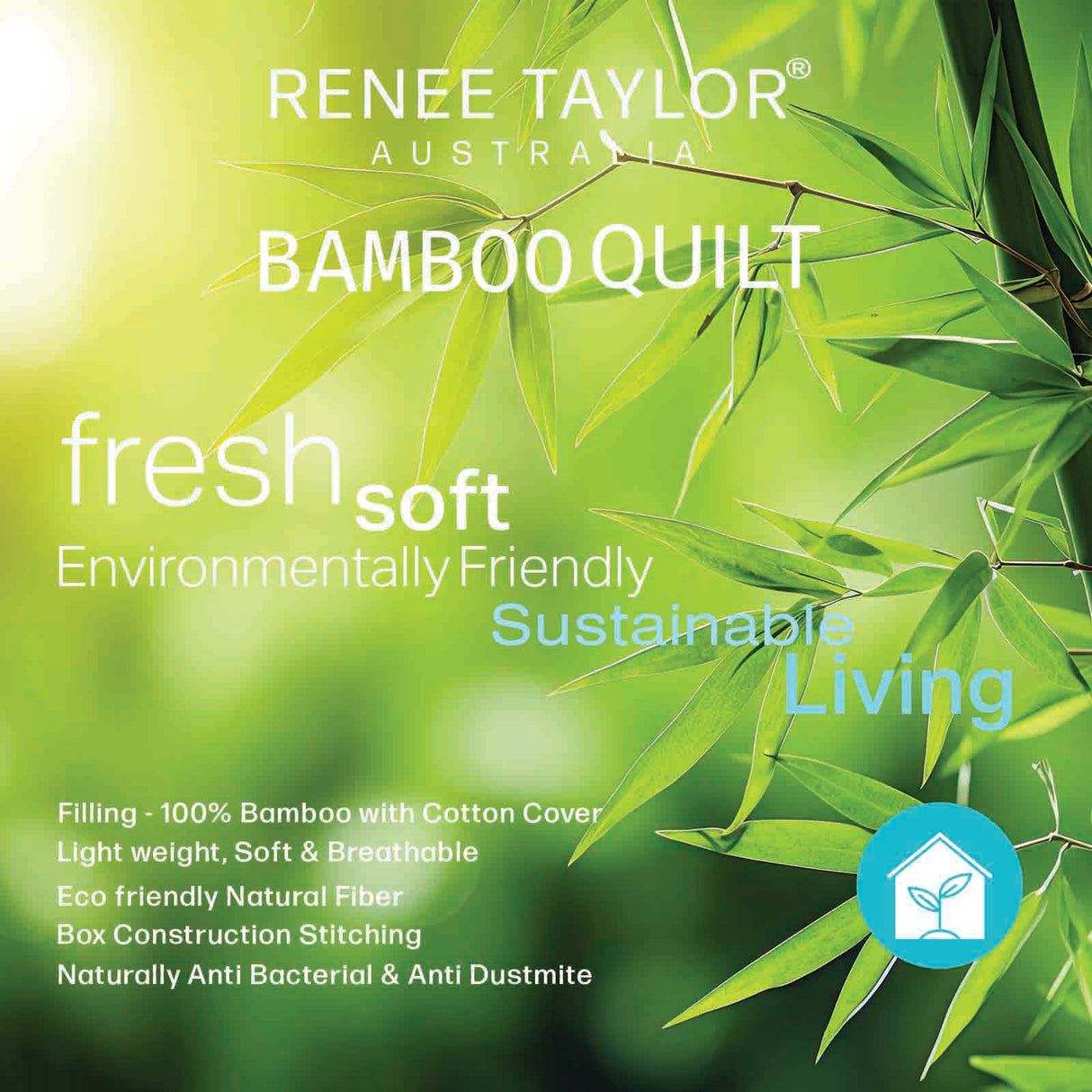 Renee Taylor 400 GSM All Seasons Natural Bamboo Quilt / Duvet Single