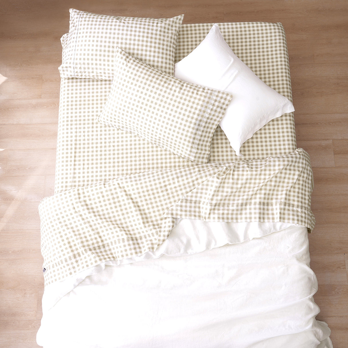 Renee Taylor Bran Gingham Patterned Cotton Sheet Set Queen