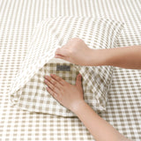 Renee Taylor Bran Gingham Patterned Cotton Sheet Set Queen