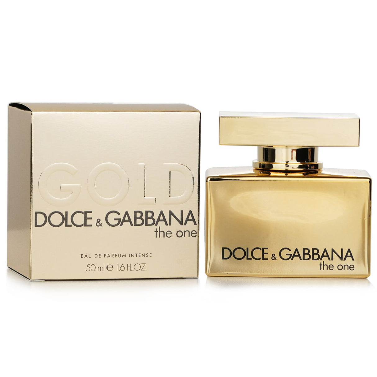 Elegant 50ml bottle of Dolce & Gabbana The One Gold Eau De Parfum featuring floral and oriental notes for sophisticated allure.