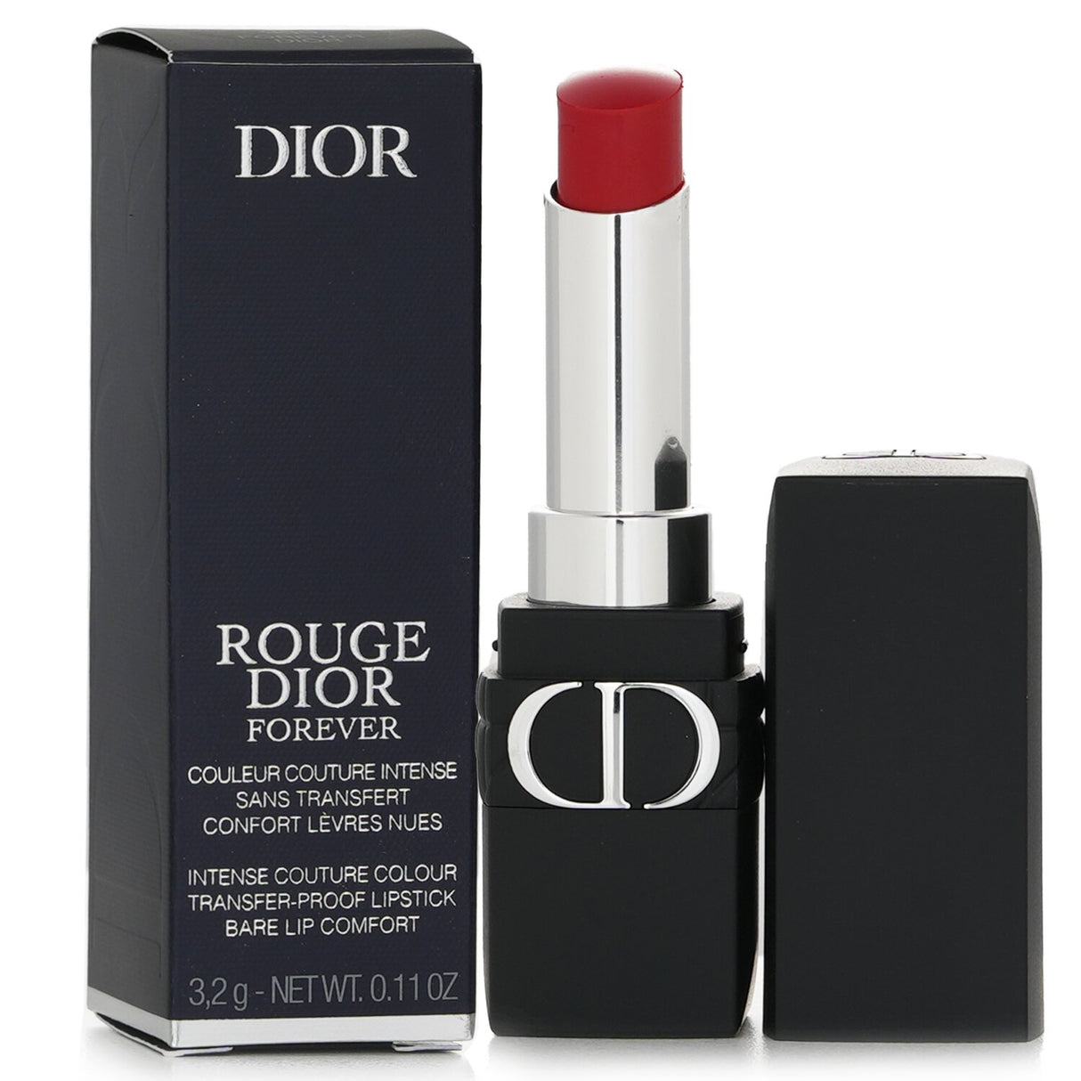 Intense red matte lipstick from Christian Dior, enriched with red peony extract for 16-hour transfer-proof wear.