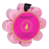Luxurious pink soap sponge infused with Bulgarian Rose, Yuzu, and Edelweiss for a spa-like skincare experience.
