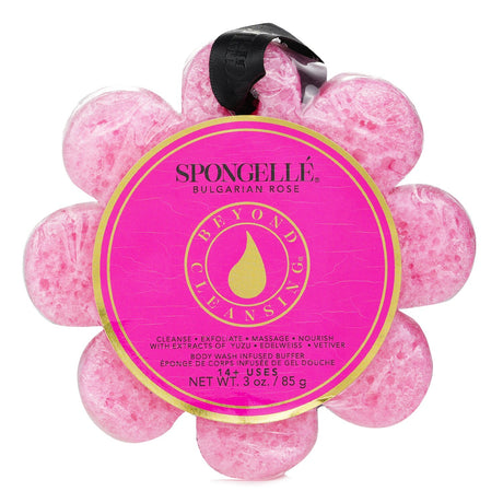Luxurious pink soap sponge infused with Bulgarian Rose fragrance, enriched with natural extracts for a rejuvenating spa experience.