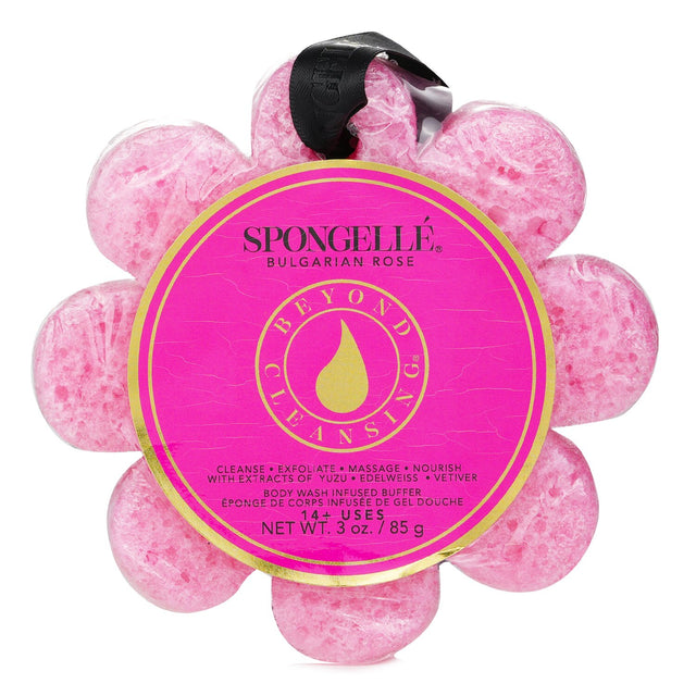 Luxurious pink soap sponge infused with Bulgarian Rose fragrance, enriched with natural extracts for a rejuvenating spa experience.