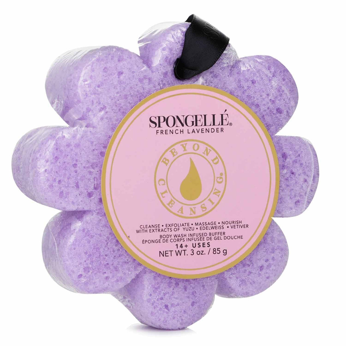 Luxurious purple soap sponge infused with French Lavender and natural extracts for radiant, rejuvenated skin.