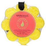 Bright yellow Spongelle Wild Flower Soap Sponge infused with Papaya Yuzu, providing a tropical spa-like bathing experience.
