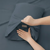 Renee Taylor 400 Thread Count Egyptian Cotton Sheet Set Deep Queen Steel Blue