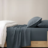 Renee Taylor 400 Thread Count Egyptian Cotton Sheet Set Deep Queen Steel Blue