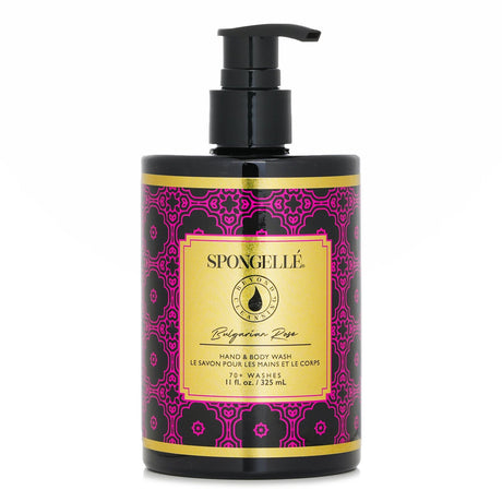 Spongelle Hand & Body Wash in Bulgarian Rose: 325ml with nourishing formula and enchanting floral aroma for all skin types.