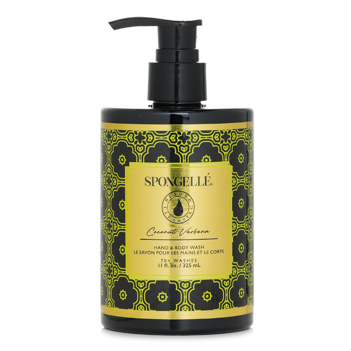 Luxurious Spongelle Coconut Verbena hand & body wash, 325ml, hydrates skin with a tropical coconut and jasmine scent.