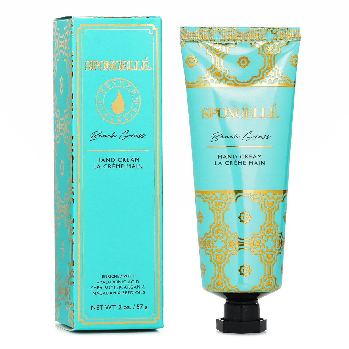 Luxurious Spongelle Beach Grass Hand Cream with nourishing ingredients, offering hydration and a calming jasmine scent.