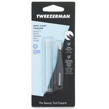 Tweezerman Mini Slant Tweezer in Black Leopard, perfectly shaped for precise eyebrow grooming and on-the-go touch-ups.