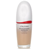 Shiseido Revitalessence Skin Glow Foundation SPF 30 in #230 Alder, offering serum-like texture and a radiant, healthy finish.