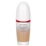 Shiseido Revitalessence foundation in #360 Citrine, offering serum-like texture, SPF 30, and glowing, breathable coverage.