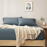 400 Thread Count Egyptian Cotton Fitted & Pillow Case  Super King Steel Blue