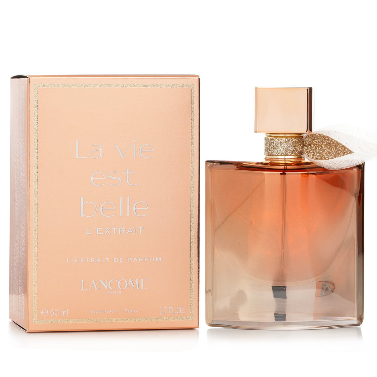 Elegant 50ml Lancome La Vie Est Belle L'Extrait Eau De Parfum Spray, blending iris, amber, and patchouli for a joyful scent.