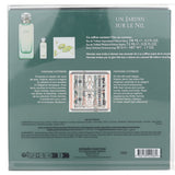 Luxurious Hermes - Un Jardin Sur Le Nil coffret featuring a 100ml spray, 7.5ml miniature, and 50g scented soap.