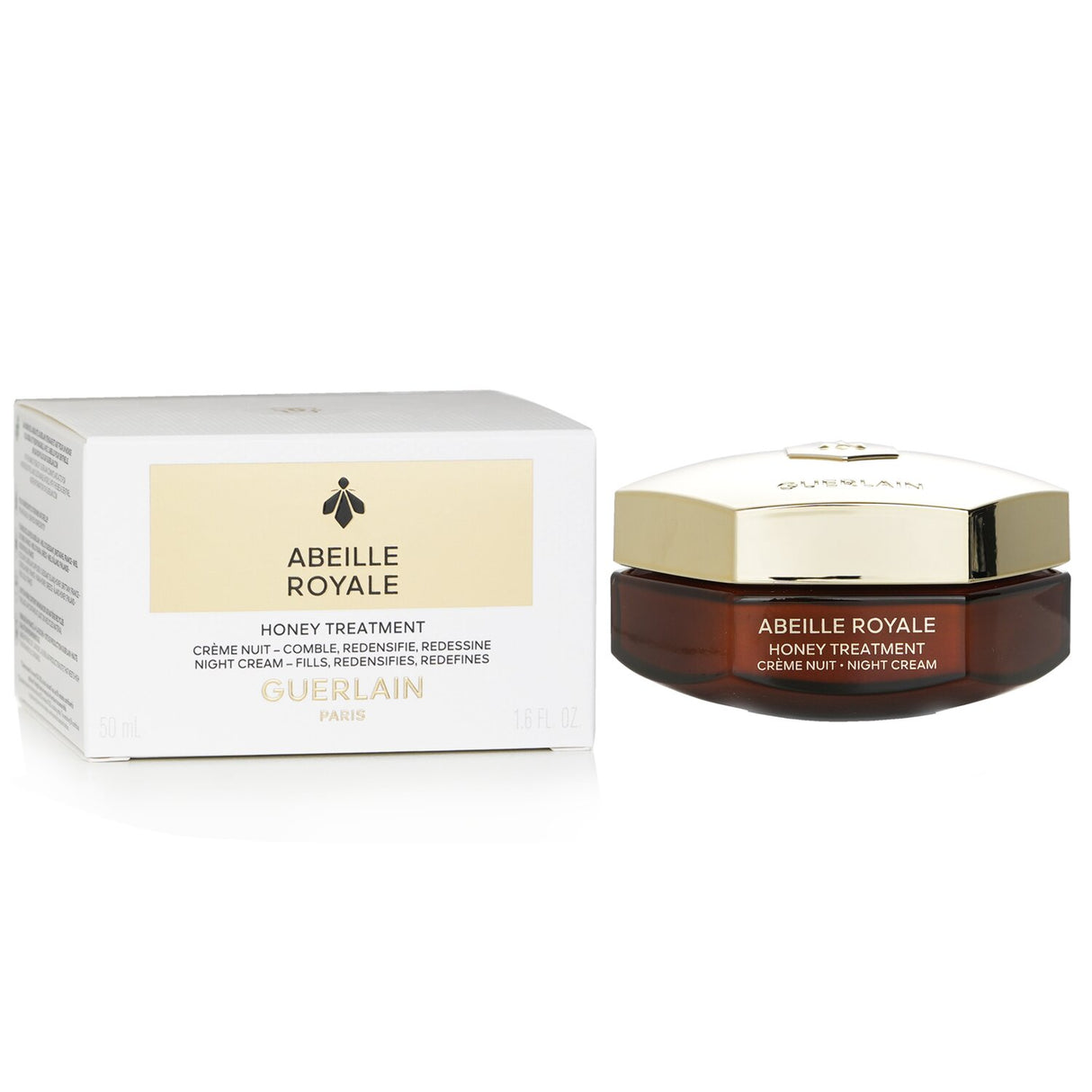 Luxurious 50ml night cream with honey, ideal for rejuvenating, smoothing, and plumping all skin types overnight.