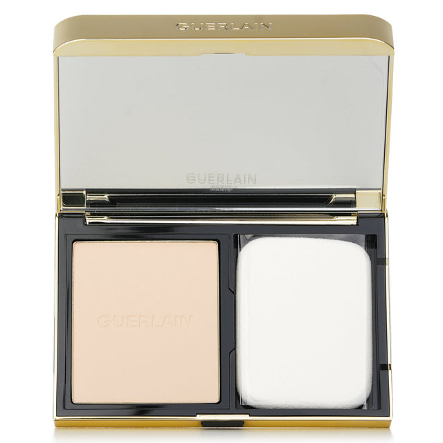 Guerlain Parure Gold Matte Compact Foundation offers 24h wear with a luxe matte finish, infused with gold and peony extracts.