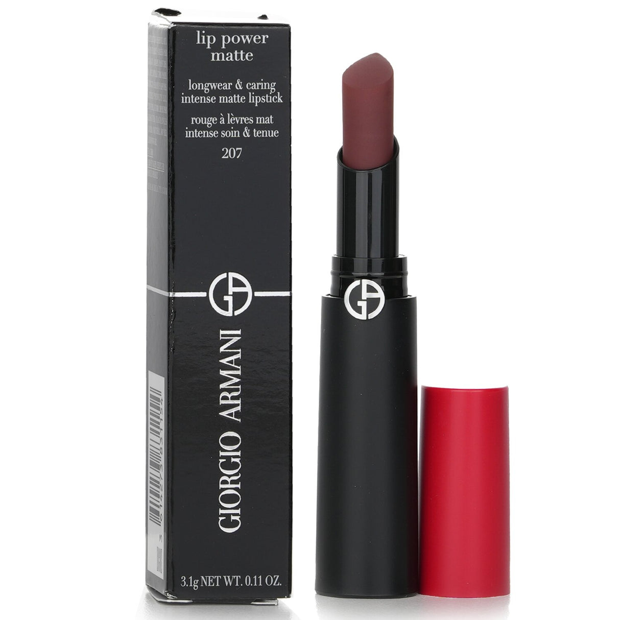 Giorgio Armani Lip Power Matte Lipstick #20, featuring nourishing oils for vibrant color and long-lasting matte finish.