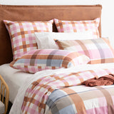 Renee Taylor Textured Cotton Slub Reversible Quilt Cover Set Queen Miranda Check