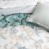 Textured Cotton Slub Reversible Quilt Cover Set Super King Floral Vine