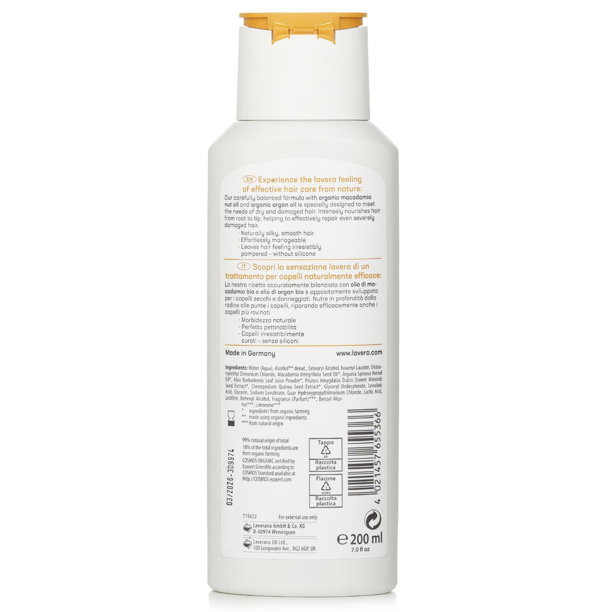 Lavera Conditioner Repair & Deep Care for rejuvenating, nourishing hair, 200ml, ideal for dry and damaged locks.