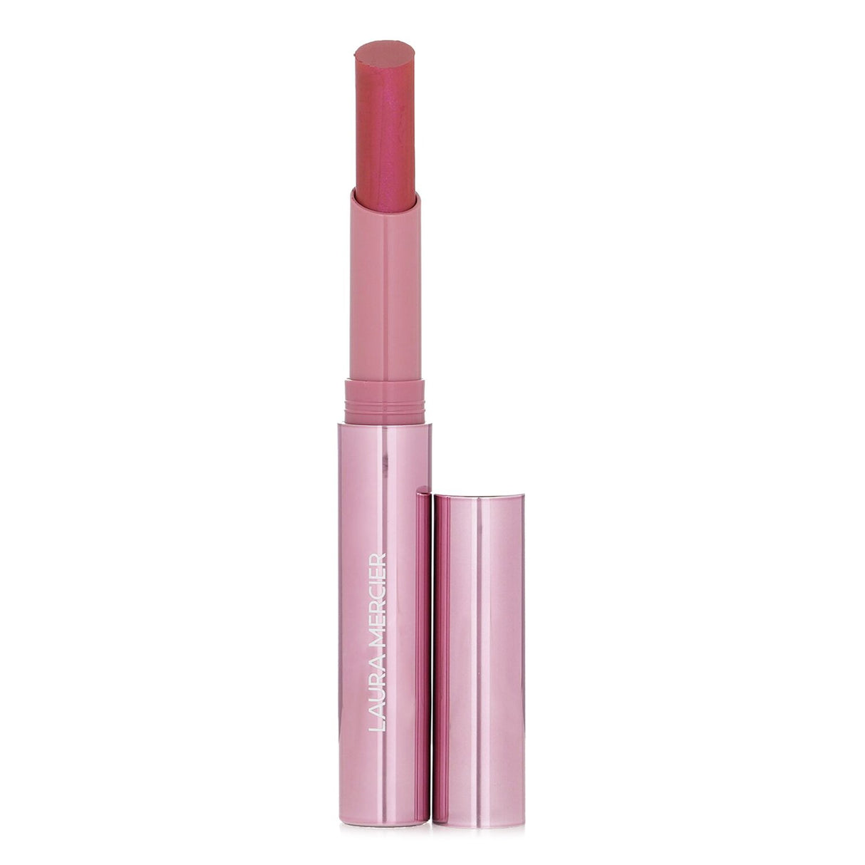 Vivid #140 Buzz lipstick by Laura Mercier, featuring rich pigments and Guava oil for smooth, all-day wear.