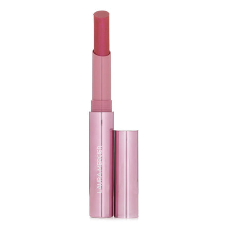 Vivid #140 Buzz lipstick by Laura Mercier, featuring rich pigments and Guava oil for smooth, all-day wear.